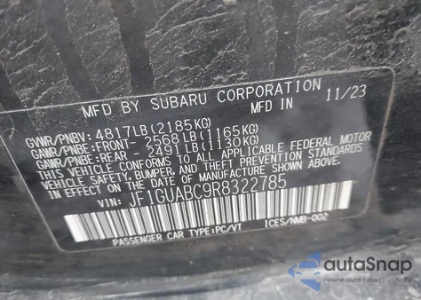 2024 Subaru Impreza Base 5-Door from USA, damaged, VIN JF1GUABC9R8322785
